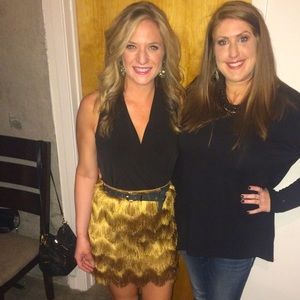 Like-new Gold Fringe Mini Skirt in Size Small